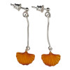 Amber Sterling Silver Seashell Post Dangle Earrings