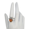 Amber Sterling Silver Owl Adjustable Ring