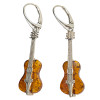Cognac Amber Guitar Dangle Earrings