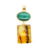 Multi-Color Amber/Malachite Gold Plated Handmade Pendant