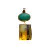 Multi-Color Amber/Malachite Gold Plated Handmade Pendant