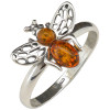 Amber Sterling Silver Bee Ring