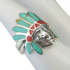 Turquoise/Coral Sterling Silver Native American Ring