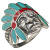 Turquoise/Coral Sterling Silver Native American Ring