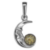 Moon Green Amber Small Silver Pendant