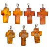 Amber Sterling Silver Cross Pendant