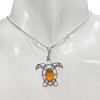 Turtle Cognac Amber Sterling Silver Pendant