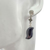 Black Agate Sterling Silver Post Dangle Earrings