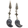Black Agate Sterling Silver Post Dangle Earrings