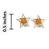 Star Cognac Amber Sterling Silver Stud Earrings