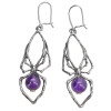 Amethyst Sterling Silver Spider Hook Earrings