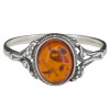 Cognac Amber Sterling Silver Ring