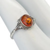 Cognac Amber Sterling Silver Ring
