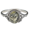 Green Amber Sterling Silver Ring