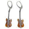 Amber Sterling Silver Guitar Hook Earrings