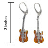Amber Sterling Silver Guitar Hook Earrings