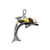 Multi Color Amber Sterling Silver Dolphin Pendant