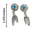 Howlite Sterling Silver Feather Post Dangle Earrings
