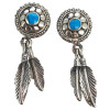 Howlite Sterling Silver Feather Post Dangle Earrings