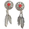 Coral Sterling Silver Feather Post Dangle Earrings