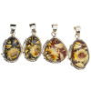Sunflower Cameo Amber Sterling Silver Pendant