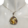 Sunflower Cameo Amber Sterling Silver Pendant