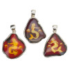 Mermaid Cameo Amber Sterling Silver Pendant