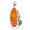 Amber & Turquoise Sterling Silver Handmade Pendant