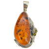 Multi-Color Amber Sterling Silver Fly Handmade Pendant