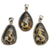 Mermaid Cameo Amber Sterling Silver Pendant