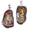Amber Cameo Mermaid Pendant in Sterling Silver