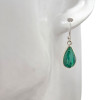 Teardrop Malachite Sterling Silver Hook Earrings