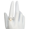 Pearl Geometric with Feather-Patterned Band Sterling Silver Ring