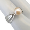 Pearl Geometric with Feather-Patterned Band Sterling Silver Ring