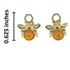 Amber Gold Plated Silver Bee on Honeycomb Stud Earrings