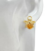 Amber Gold Plated Silver Bee on Honeycomb Stud Earrings