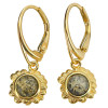 14K Gold Plated Silver Green Amber Sunflower Earrings