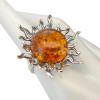 Oxidized Sun Cognac Amber Sterling Silver Statement Ring