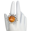 Oxidized Sun Cognac Amber Sterling Silver Statement Ring