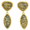 14K Gold Plated Silver Green Amber Classic Post Earrings