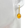 14K Gold Plated Silver Cognac Amber Classic Oval Earrings