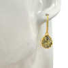 14K Gold Plated Silver Green Amber Classic Teardrop Earrings