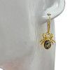 14K Gold Plated Silver Green Amber Spider Earrings