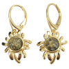 14K Gold Plated Silver Green Amber Daisy Sun Earrings