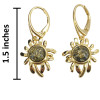 14K Gold Plated Silver Green Amber Daisy Sun Earrings