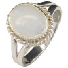 Classic Twist Rim Oval Moonstone Sterling Silver Ring