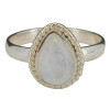 Classic Twist Rim Teardrop Moonstone Sterling Silver Ring