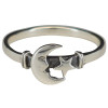 Celestial Moon and Star Motif Sterling Silver Stacking Ring