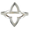 Four Petal Flower Motif Sterling Silver Ring