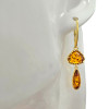14K Gold Plated Silver Cognac Amber Classic Teardrop Earrings
